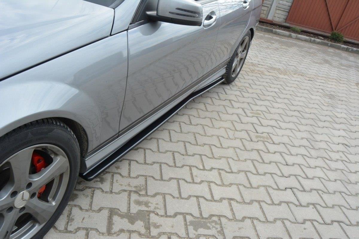 Street+ Seitenschweller Leisten passend für Mercedes C Limousine / Kombi AMG-Line W204 / S204 schwarz Hochglanz