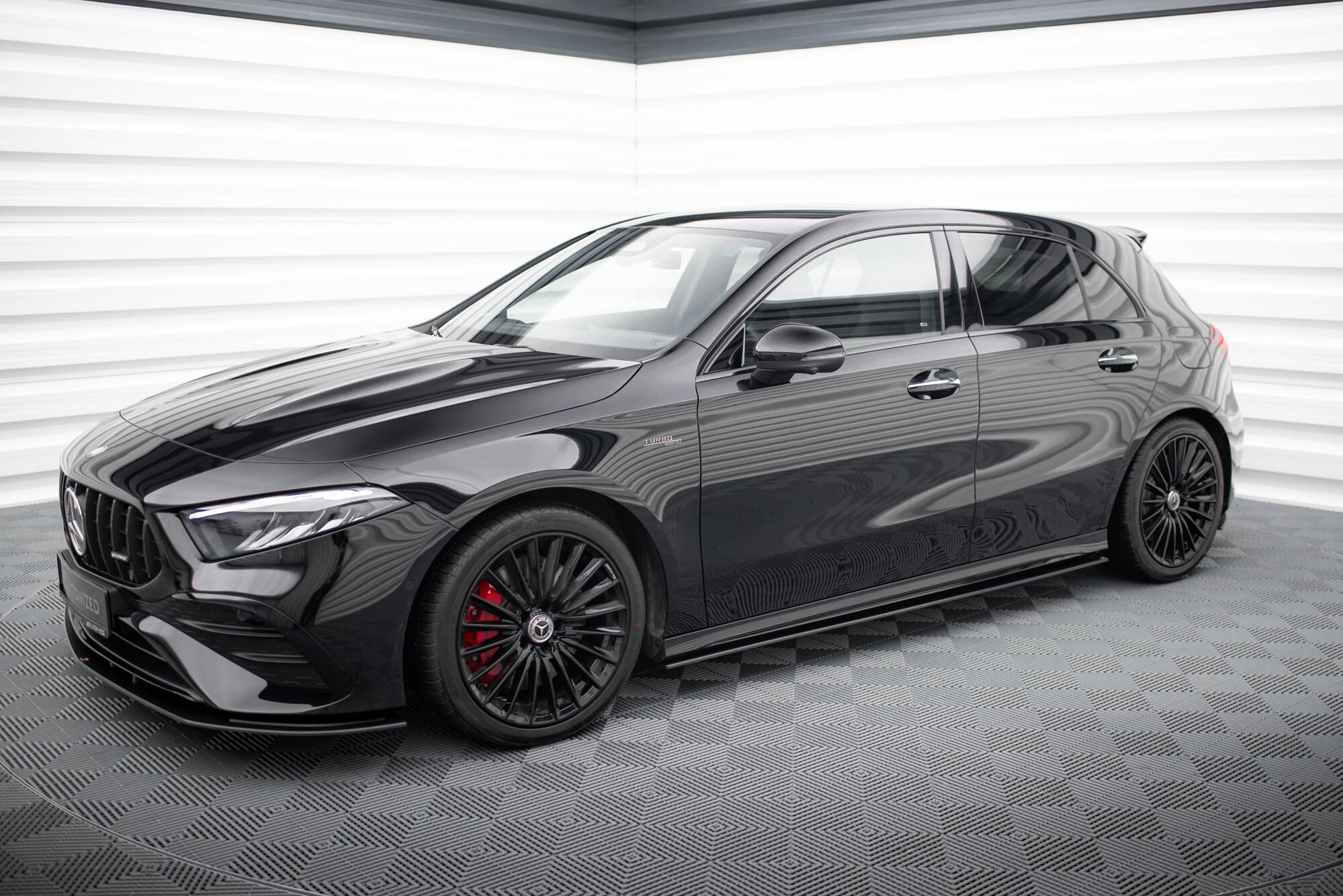 Street Pro Seitenschweller Leisten passend für Mercedes-AMG A35 W177 FL rot