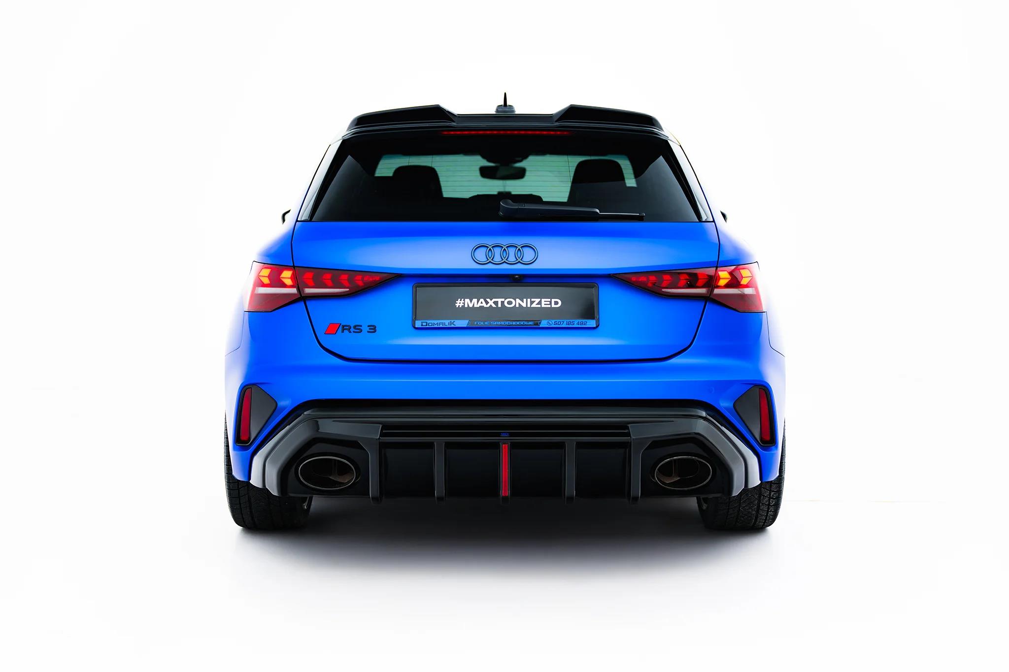 Heckansatz Diffusor passend für Audi RS3 8Y Sportback+Limo 8Y Facelift Version mit Originalreflektor schwarz Hochglanz