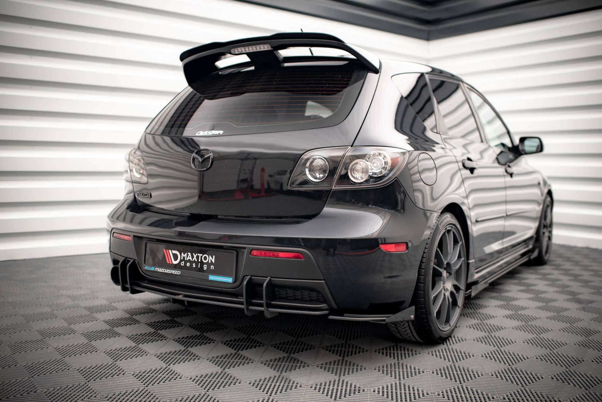 Street Pro Heck Ansatz Flaps passend für Mazda 3 MPS Mk1 US-Spec Version schwarz Hochglanz