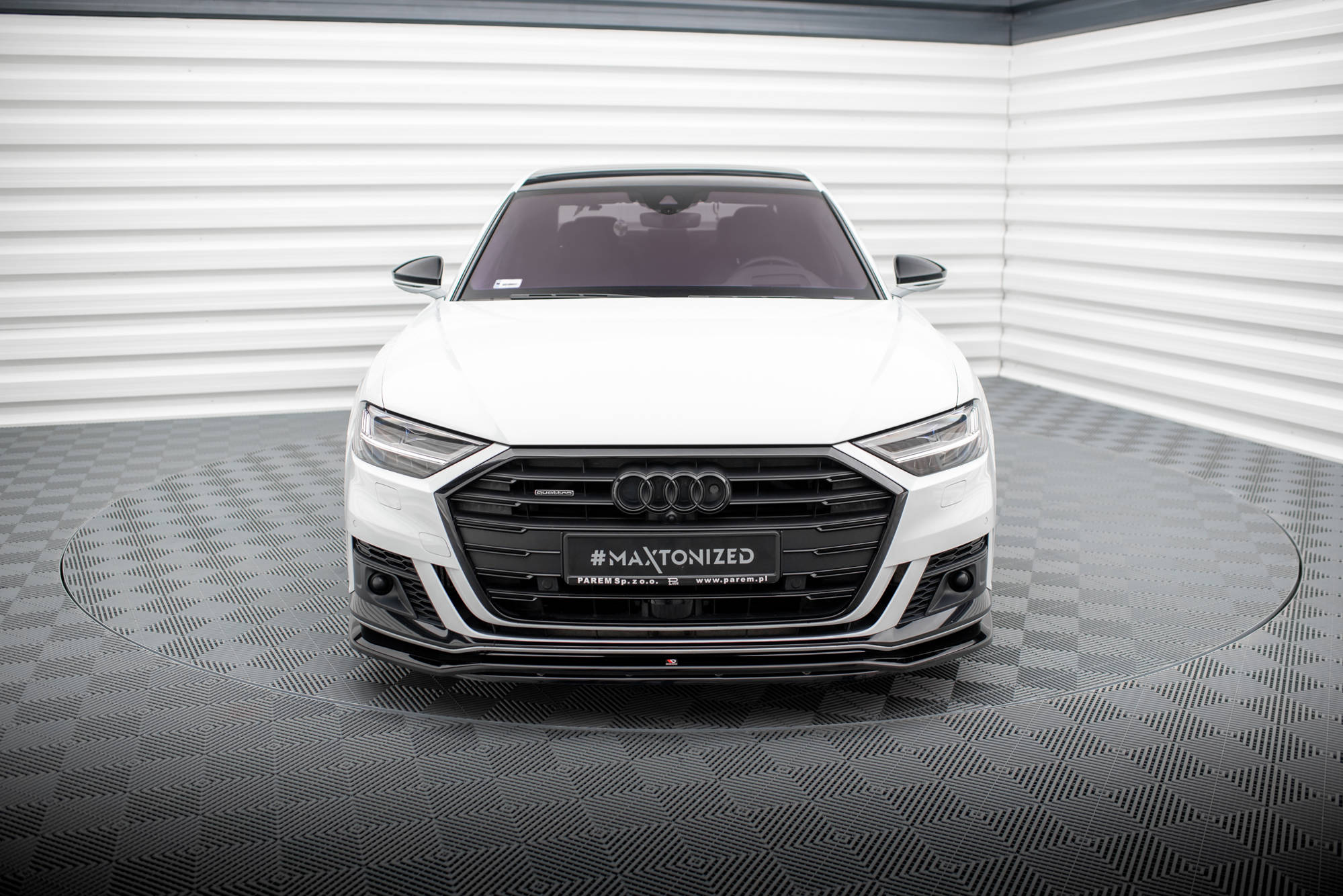 Street+ Spoilerlippe Front Ansatz V.1 passend für Audi S8 / A8 S-Line D5 schwarz Hochglanz