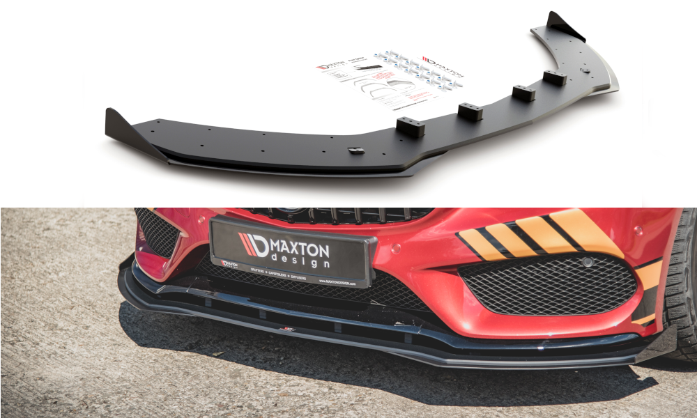 Street Pro Spoilerlippe Front Ansatz + Flaps passend für Mercedes AMG C43 Coupe C205 rot+ Hochglanz Flaps