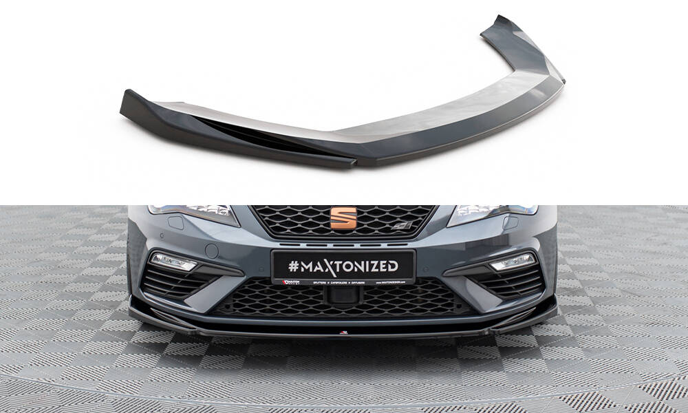 Front Ansatz V.5 für Seat Leon Cupra / FR Mk3 FL schwarz Hochglanz