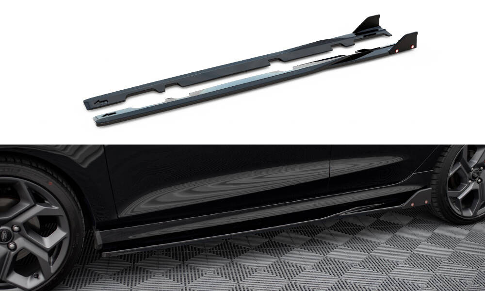 Street+ Seitenschweller Leisten V.2 + Flaps passend für Ford Fiesta ST / ST-Line