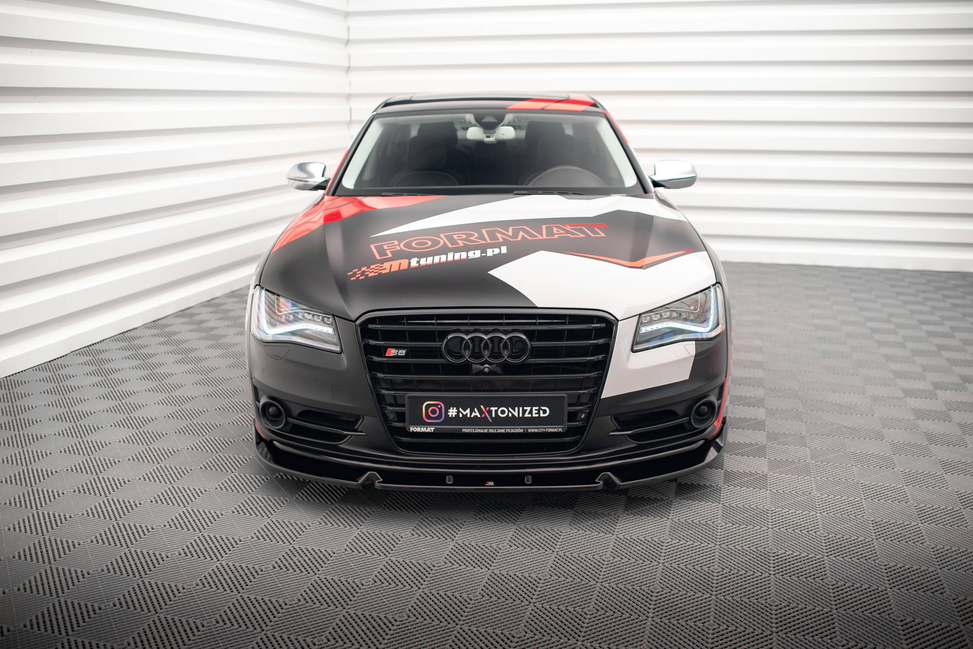 Street+ Spoilerlippe Front Ansatz V.2 passend für Audi S8 D4 schwarz Hochglanz