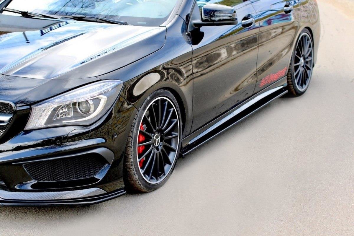 Street+ Seitenschweller Leisten passend für Mercedes CLA 45 AMG C117/A45 AMG W176 vor FL schwarz Hochglanz