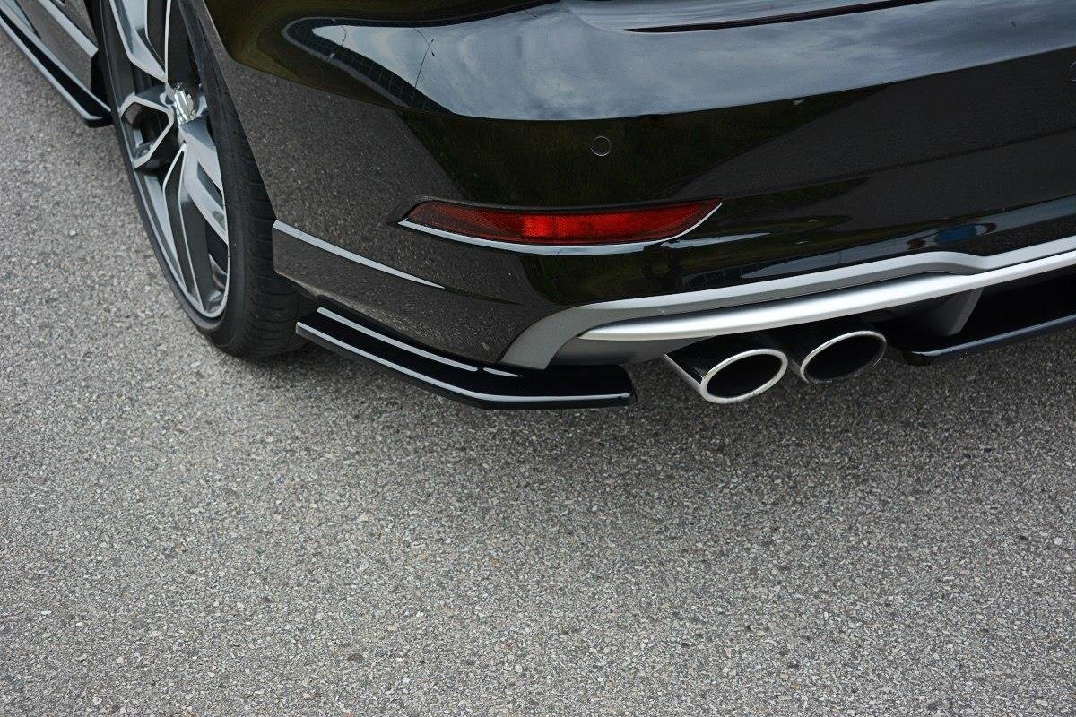 Heck Ansatz Flaps Diffusor für Audi S3 / A3 S-Line 8V FL Limousine schwarz Hochglanz