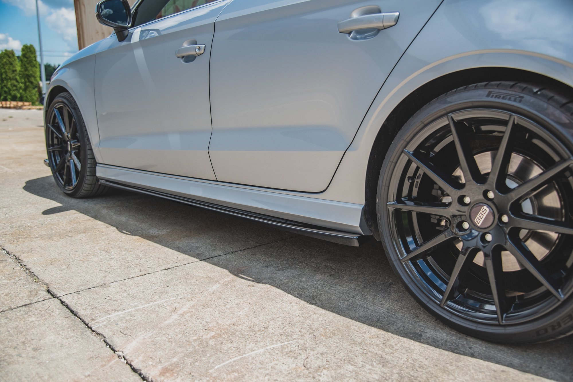 Seitenschweller Ansatz V.2 für Audi S3 / A3 S-Line Limousine 8V Facelift schwarz Hochglanz