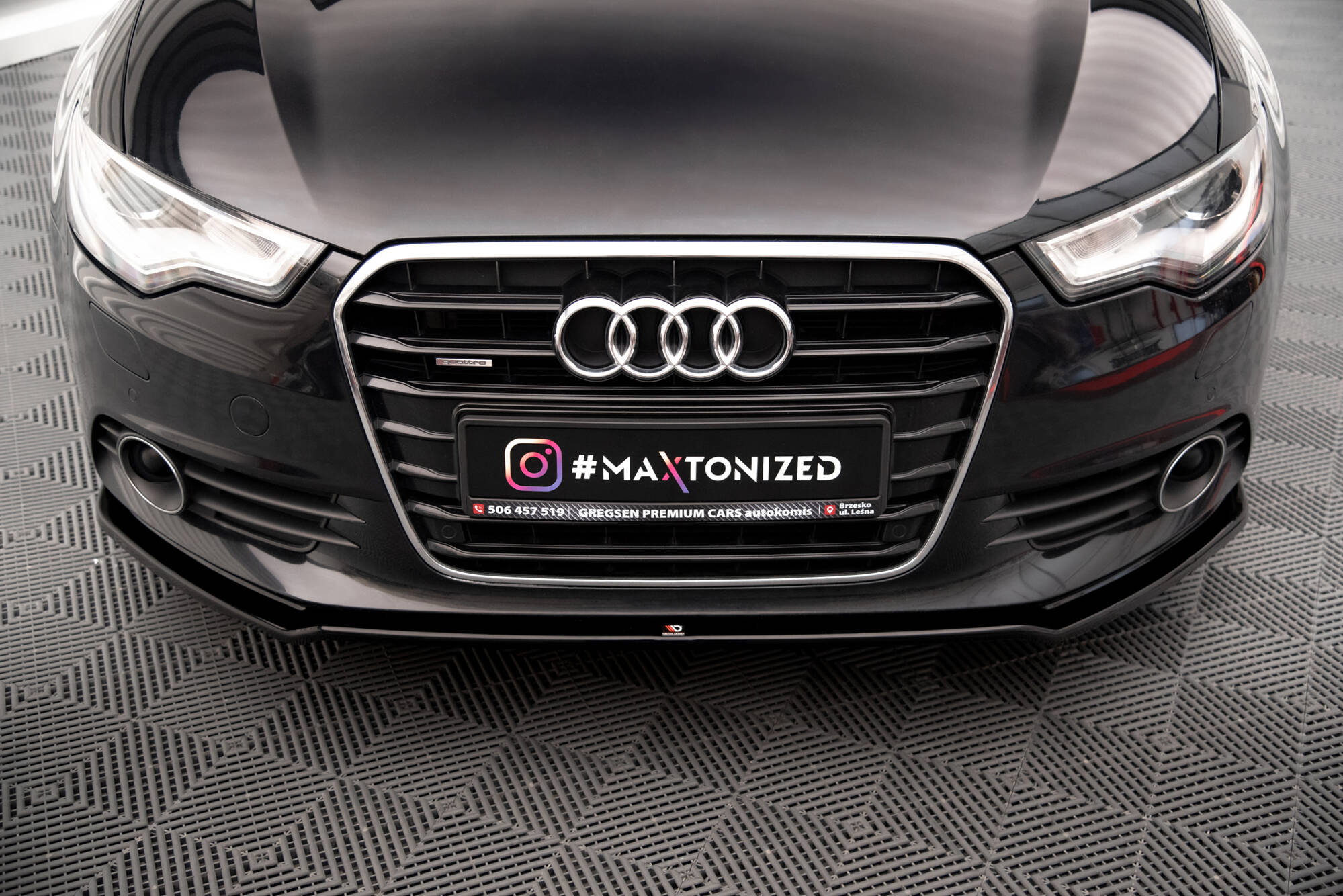Front Ansatz V.1 für Audi A6 C7 schwarz Hochglanz