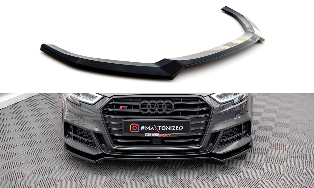 Street+ Spoilerlippe Front Ansatz V.2 passend für Audi S3 / A3 S-Line Sportback 8V FL schwarz Hochglanz