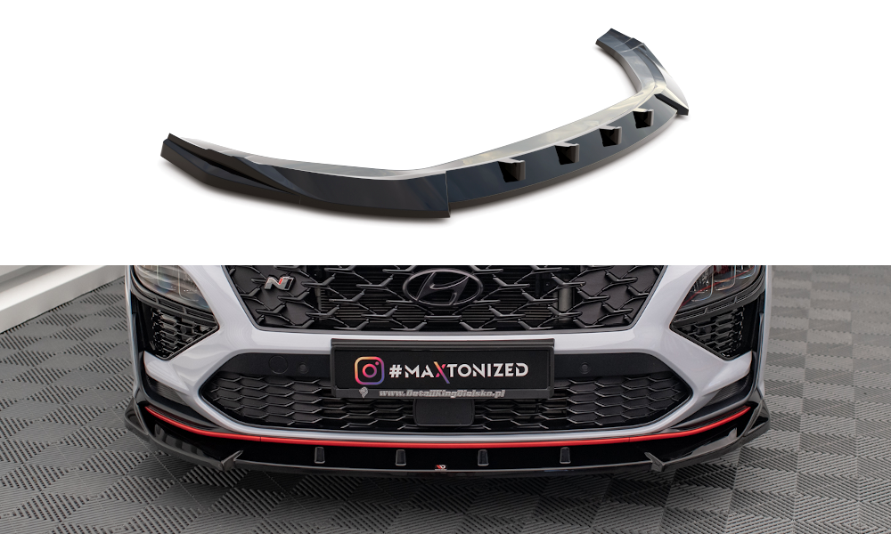 Street+ Spoilerlippe Front Ansatz V.2 passend für Hyundai Kona N Mk1 schwarz Hochglanz