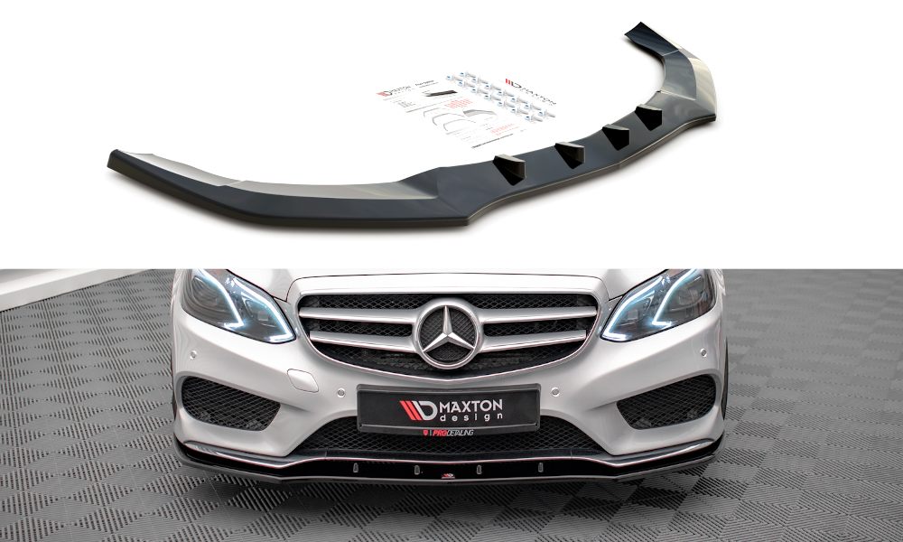 Street+ Spoilerlippe Front Ansatz V.1 passend für Mercedes E AMG-Line Limousine W212 FL schwarz Hochglanz