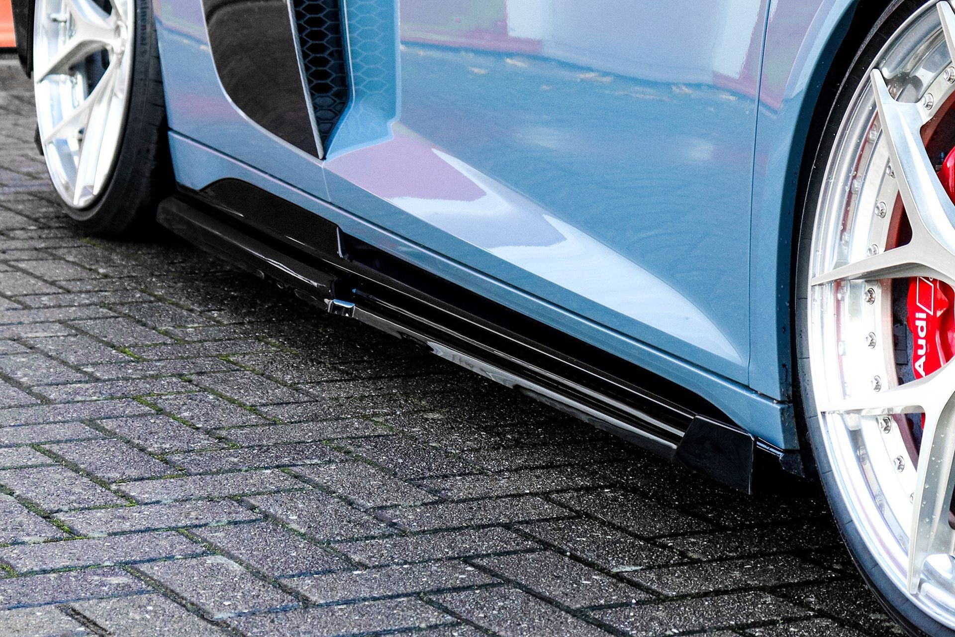 Cup Seitenschweller mit Wings vorne für Audi R8 4S Facelift ab Bj. 2019 - (Schwarz Matt)