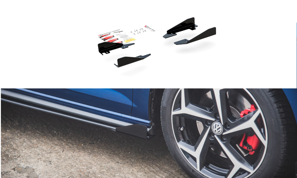 Seitenschweller Flaps passend für VW Polo GTI Mk6 schwarz Hochglanz