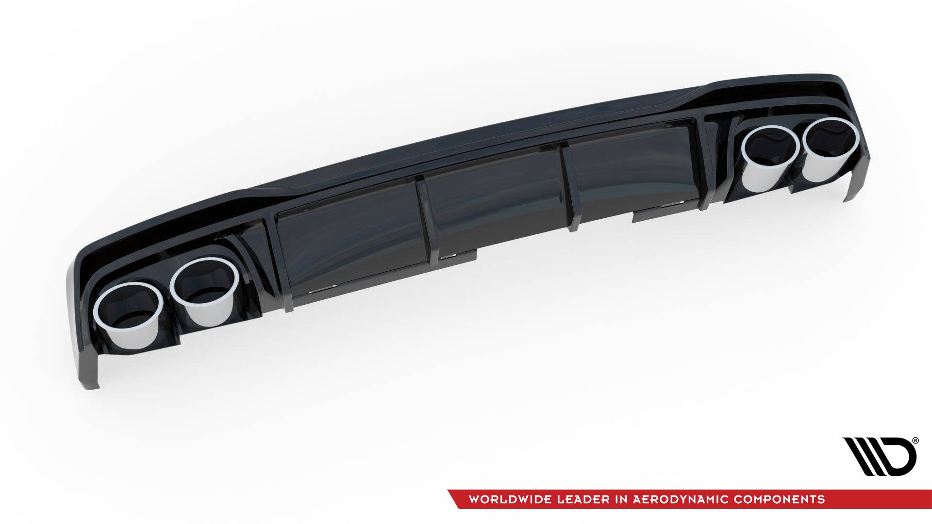 Street+ Heck Ansatz Diffusor + Endrohre chrom passend für Audi A6 S-Line / S6 C8 / C8 FL schwarz Hochglanz
