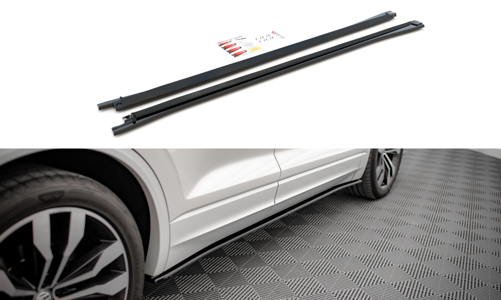 Street+ Seitenschweller Leisten passend für VW Touareg R-line Mk3 schwarz Hochglanz