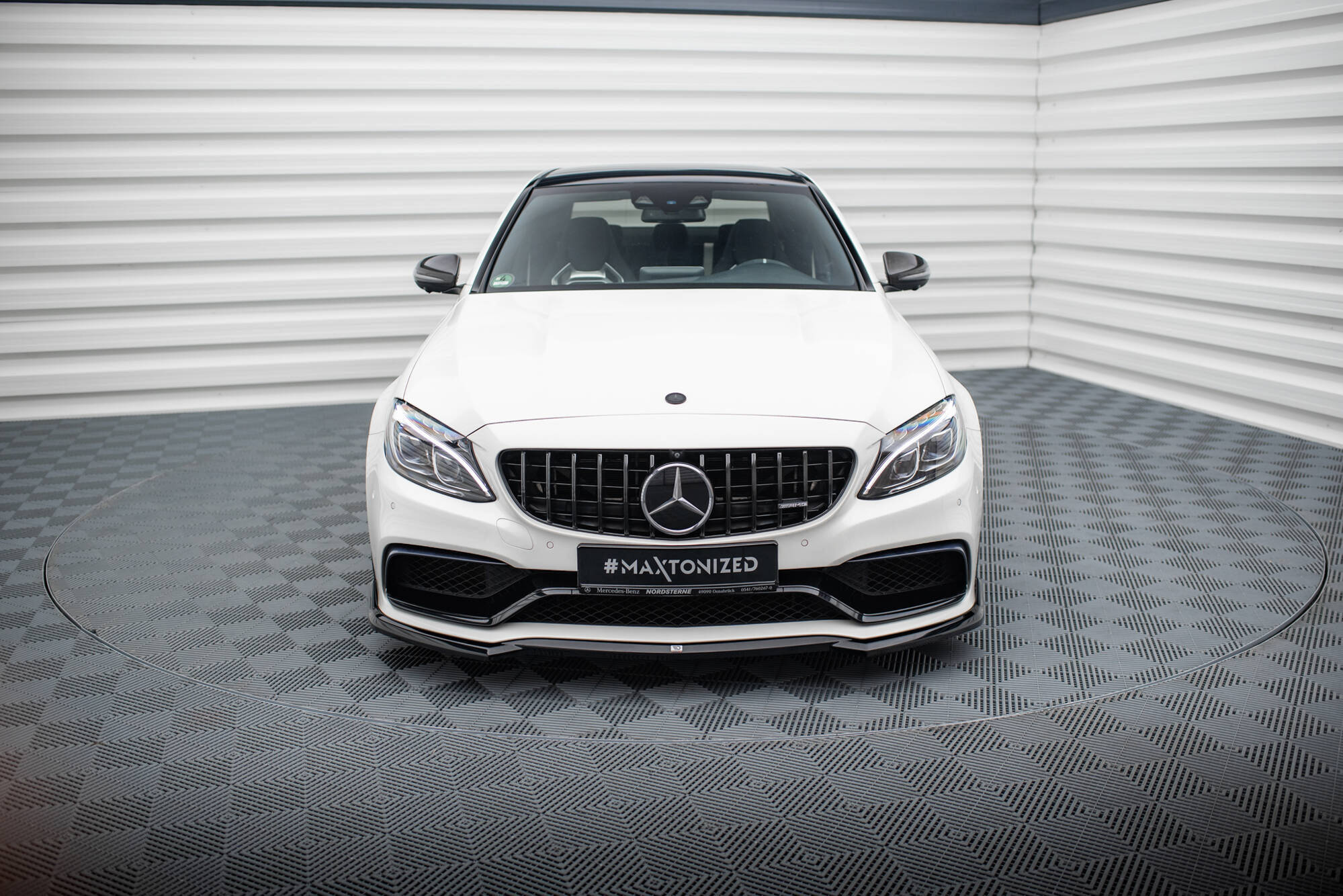 Street+ Spoilerlippe Front Ansatz V.3 passend für Mercedes-AMG C63 Limousine / Kombi W205 / S205 schwarz Hochglanz