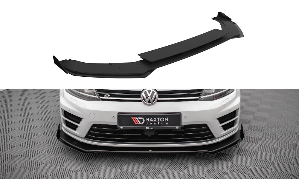 Street Pro Spoilerlippe Front Ansatz + Flaps V.1 passend für VW Golf R Mk7 schwarz Hochglanz