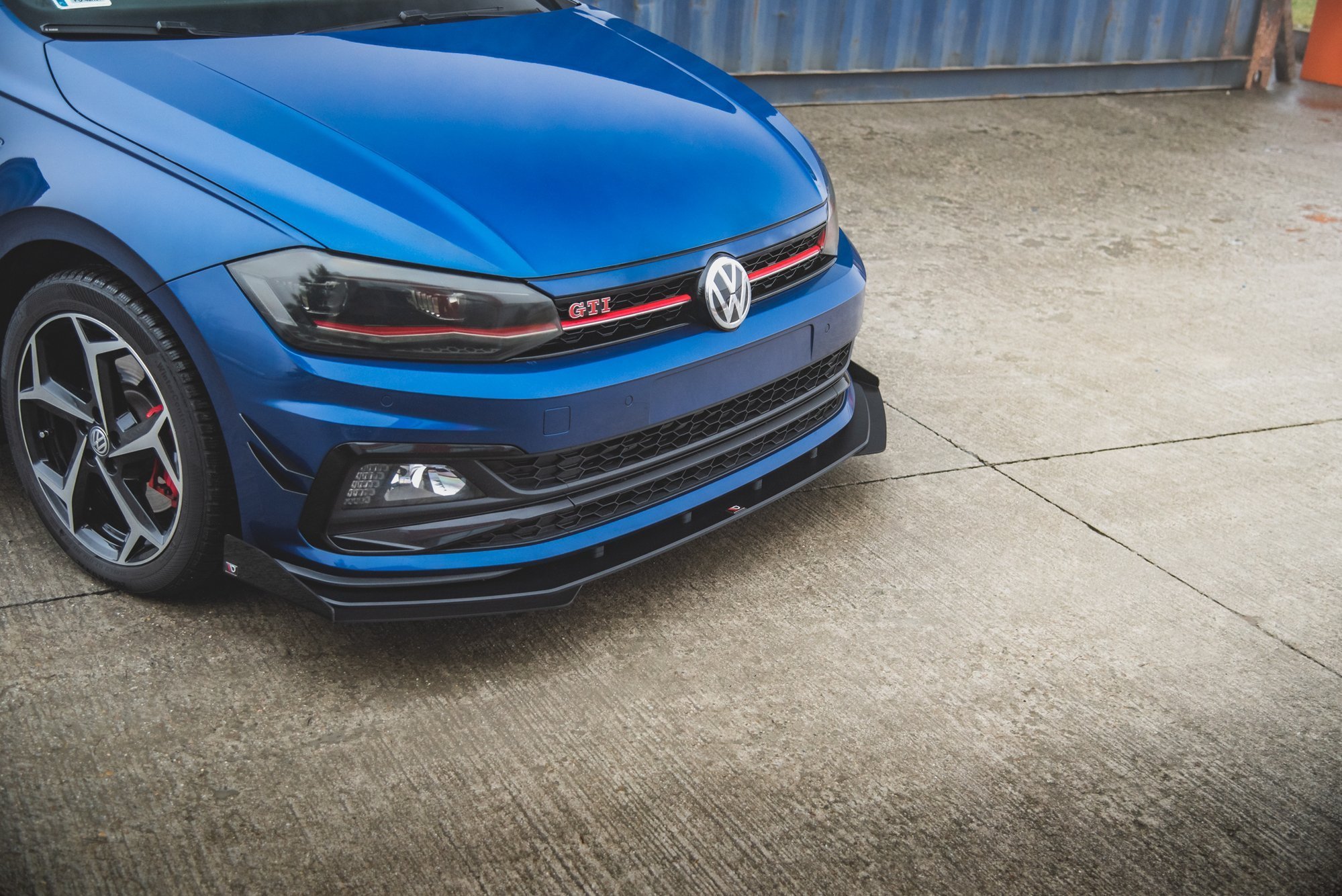 Street Pro Spoilerlippe Front Ansatz passend für VW Polo GTI Mk6 rot+ Hochglanz Flaps