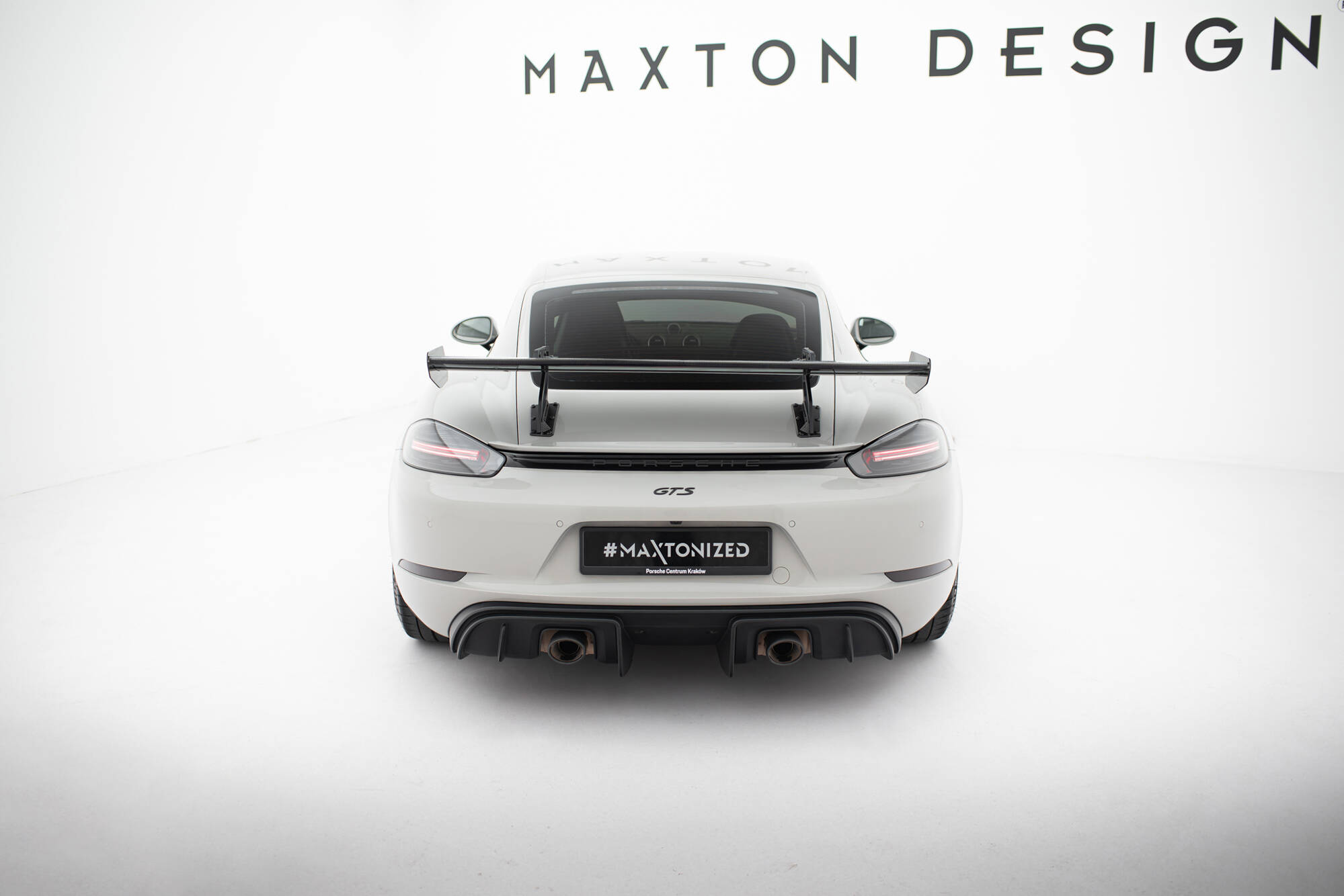 Carbon Heck Spoiler Heckflügel mit Schwan Halterung V.2 passend für Porsche 718 Cayman 982c