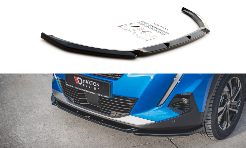 Street+ Spoilerlippe Front Ansatz V.2 passend für Peugeot 2008 Mk2 schwarz Hochglanz