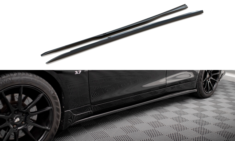 Seitenschweller Ansatz Paar V.1 passend für Infiniti Q50 S Mk1 schwarz Hochglanz