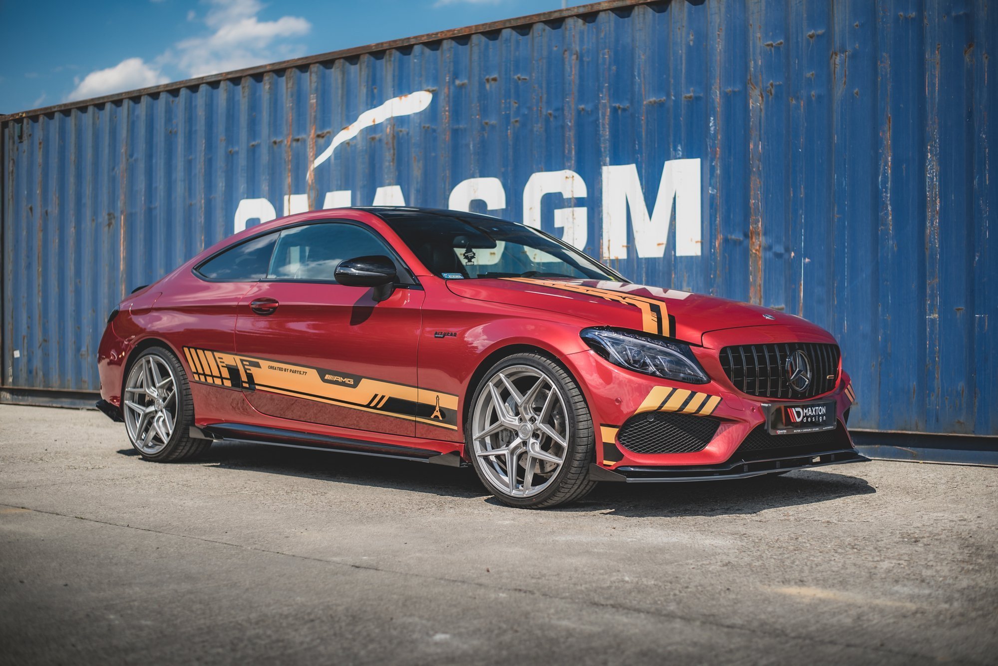 Street Pro Seitenschweller Leisten + Flaps passend für Mercedes-AMG C43 / AMG-Line Coupe C205 schwarz Hochglanz
