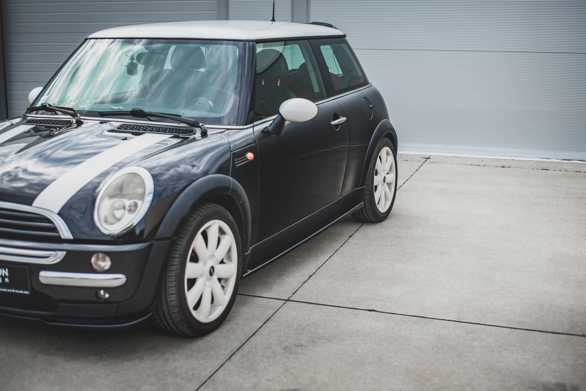 Seitenschweller Ansatz für Mini Cooper / One R50 schwarz Hochglanz