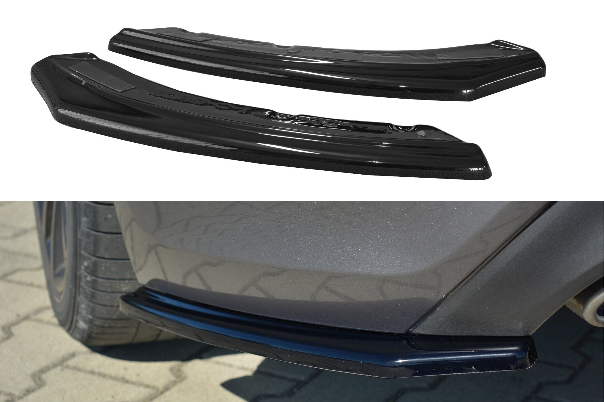 Heck Ansatz Flaps Diffusor für Hyundai Genesis Coupe Mk1 schwarz Hochglanz