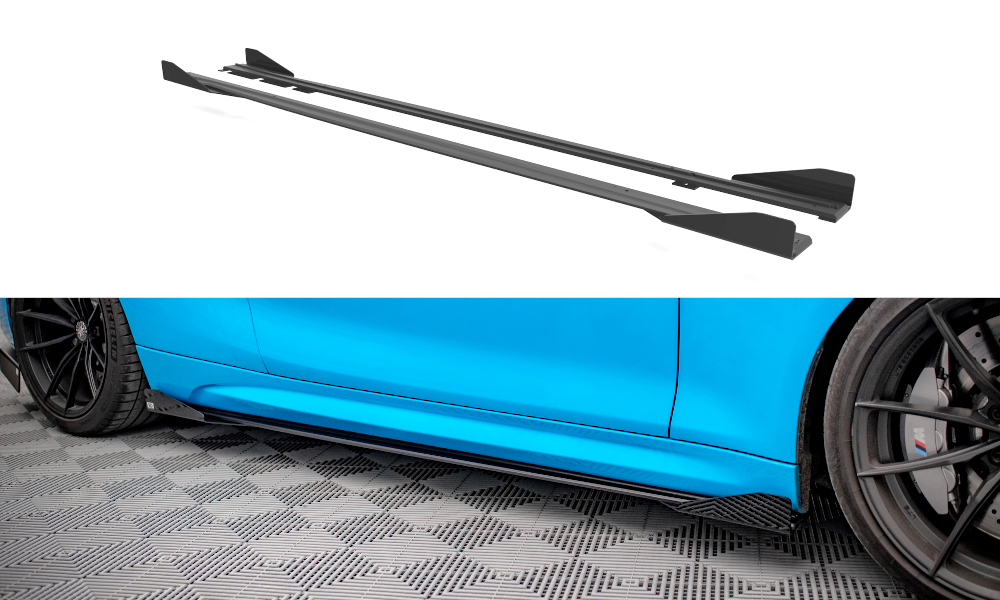 Street Pro Seitenschweller Leisten + Flaps passend für BMW M2 F87 schwarz Hochglanz