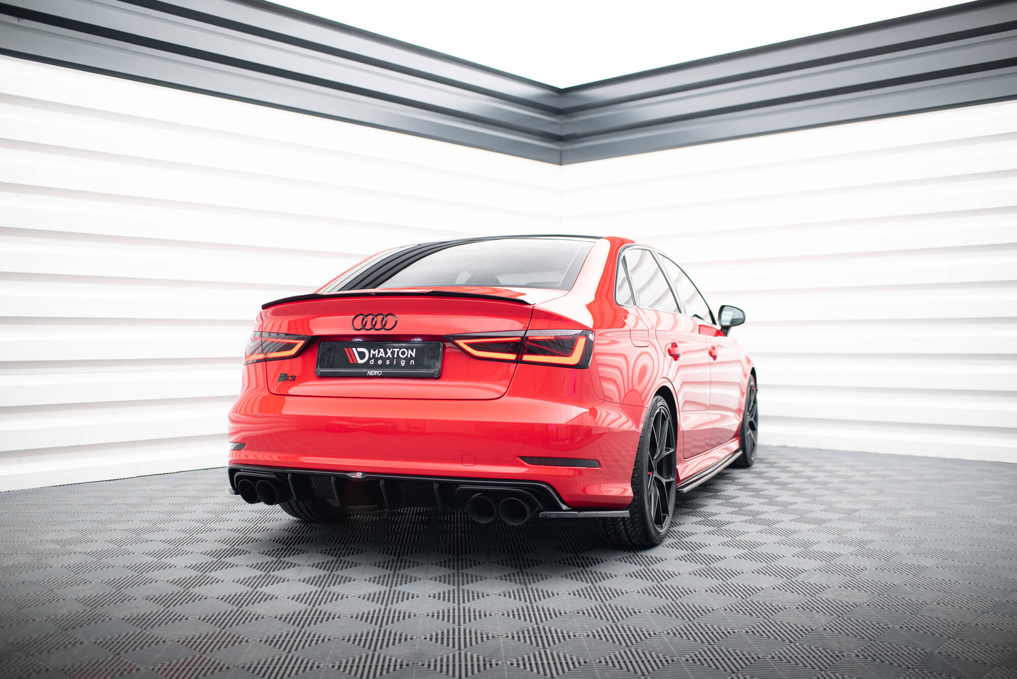 Street+ Heck Ansatz Diffusor passend für Audi S3 Limousine 8V schwarz Hochglanz