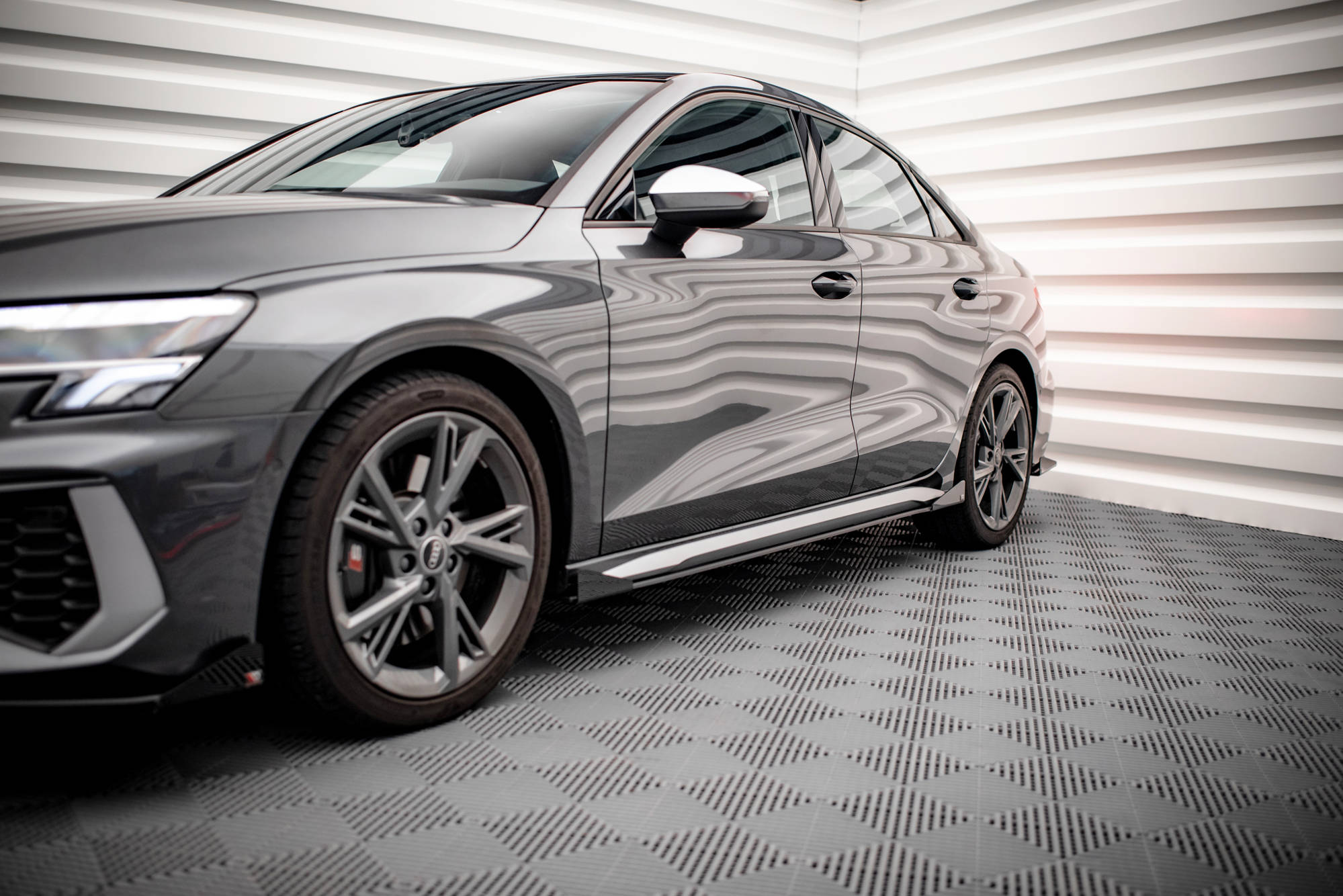 Seitenschweller Flaps passend für Audi S3 / A3 S-Line 8Y / 8Y FL schwarz Hochglanz