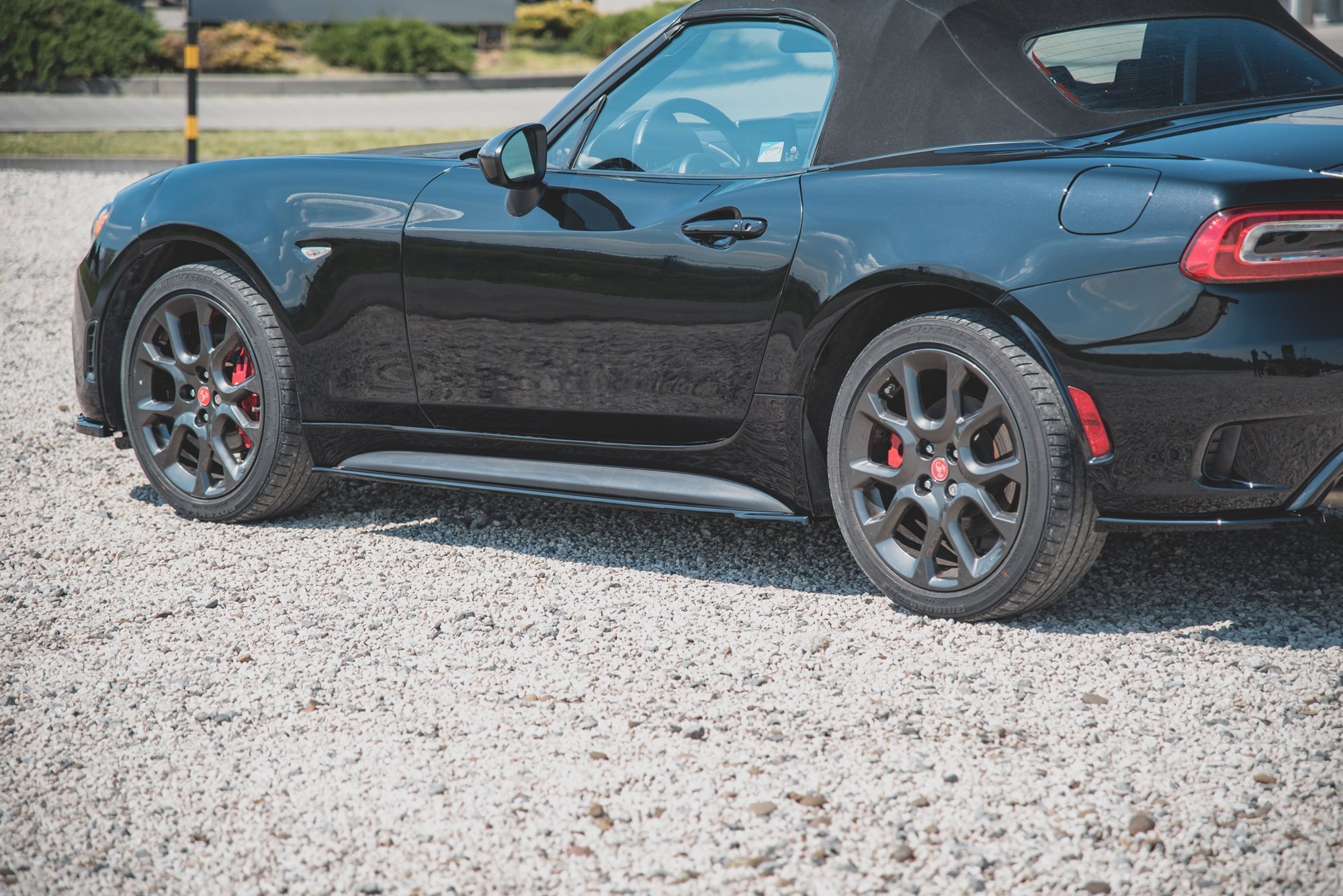 Seitenschweller Ansatz Paar passend für ABARTH 124 Spider schwarz Hochglanz