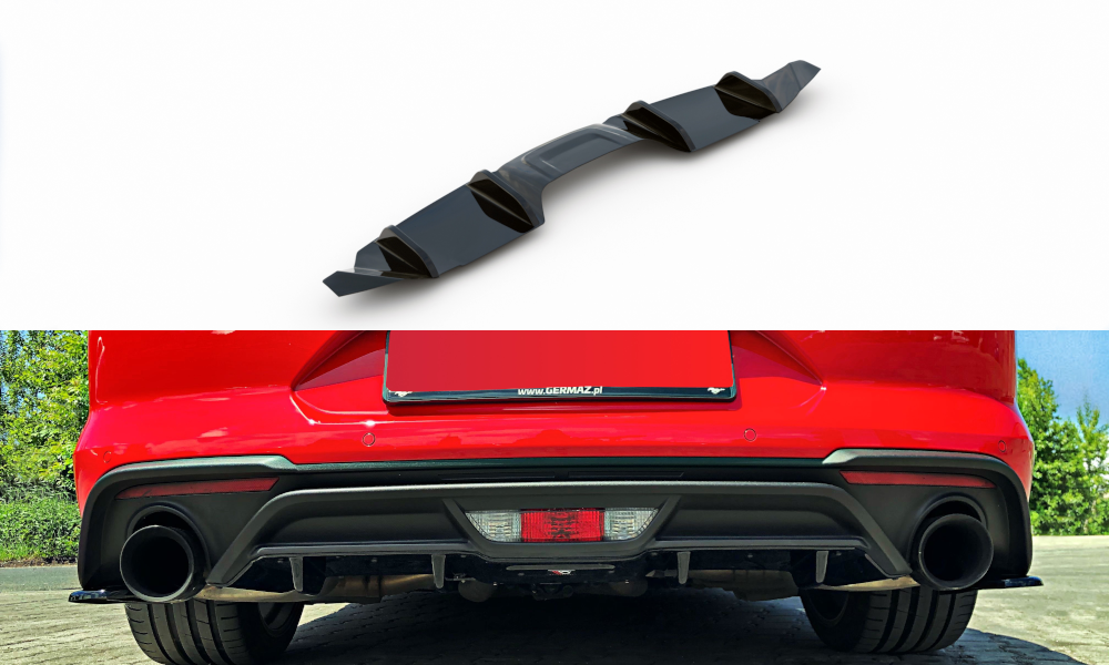 Street+ Heck Ansatz Diffusor passend für Ford Mustang Mk. 6 FL schwarz Hochglanz