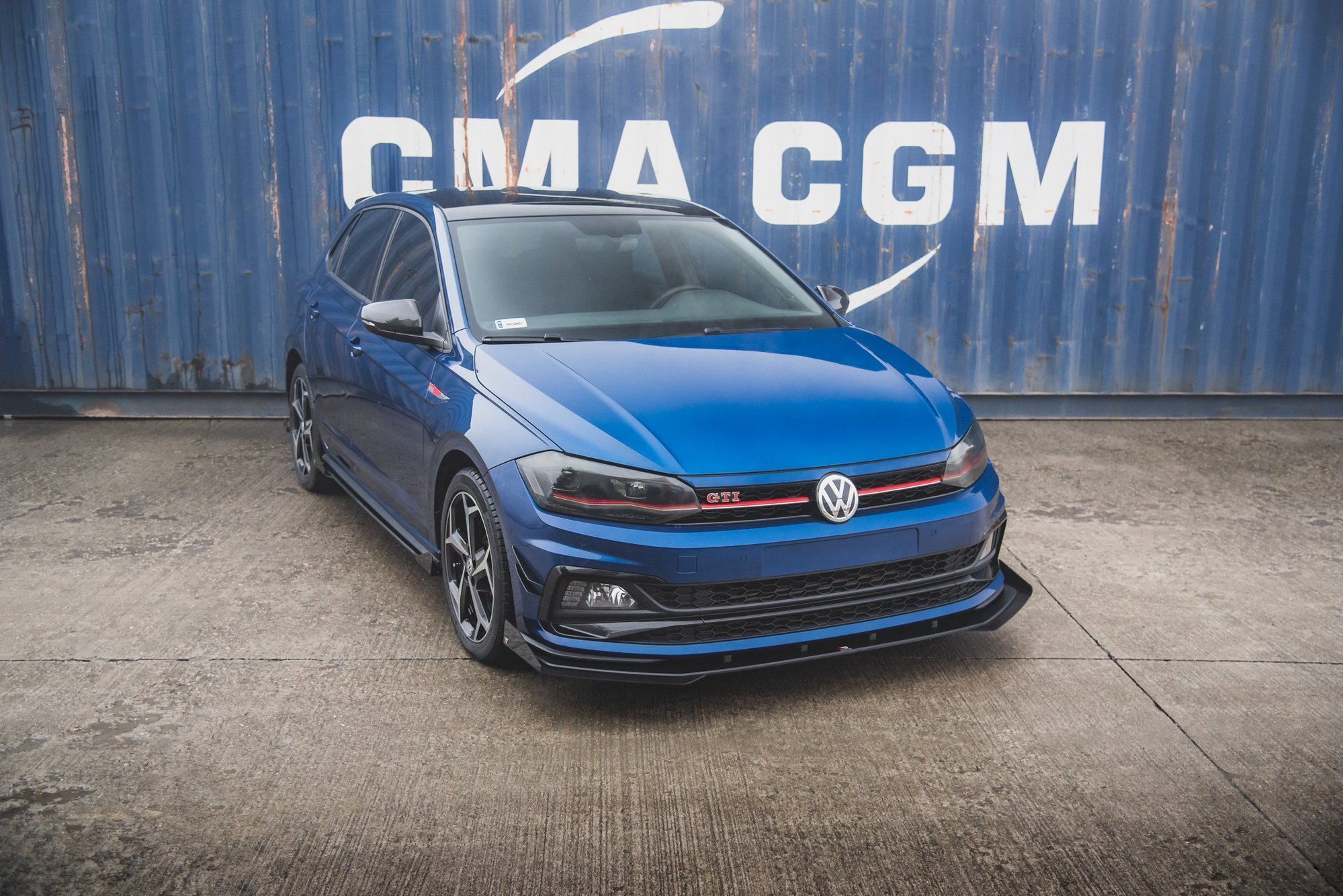 Street Pro Spoilerlippe Front Ansatz passend für VW Polo GTI Mk6 rot+ Hochglanz Flaps