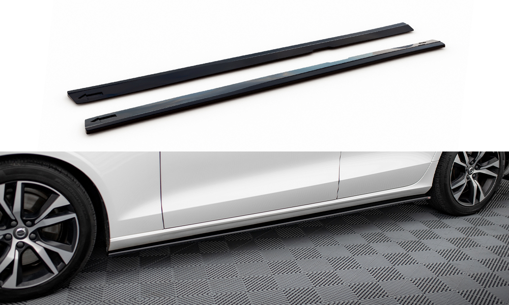 Street+ Seitenschweller Leisten V.2 passend für Volvo S60/V60 R-Design Mk3 schwarz Hochglanz