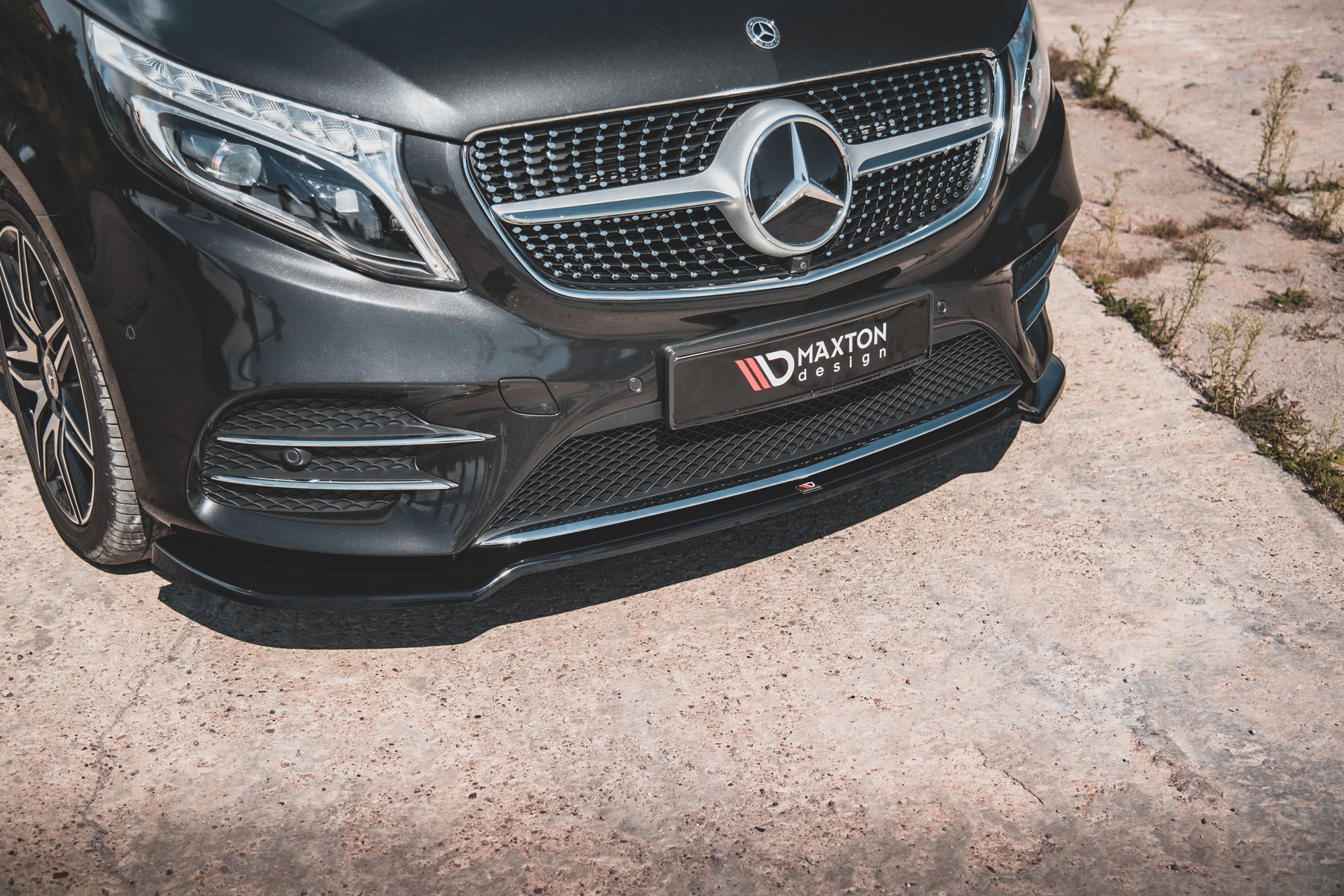 Street+ Spoilerlippe Front Ansatz V.4 passend für Mercedes V-Klasse AMG-Line W447 schwarz Hochglanz
