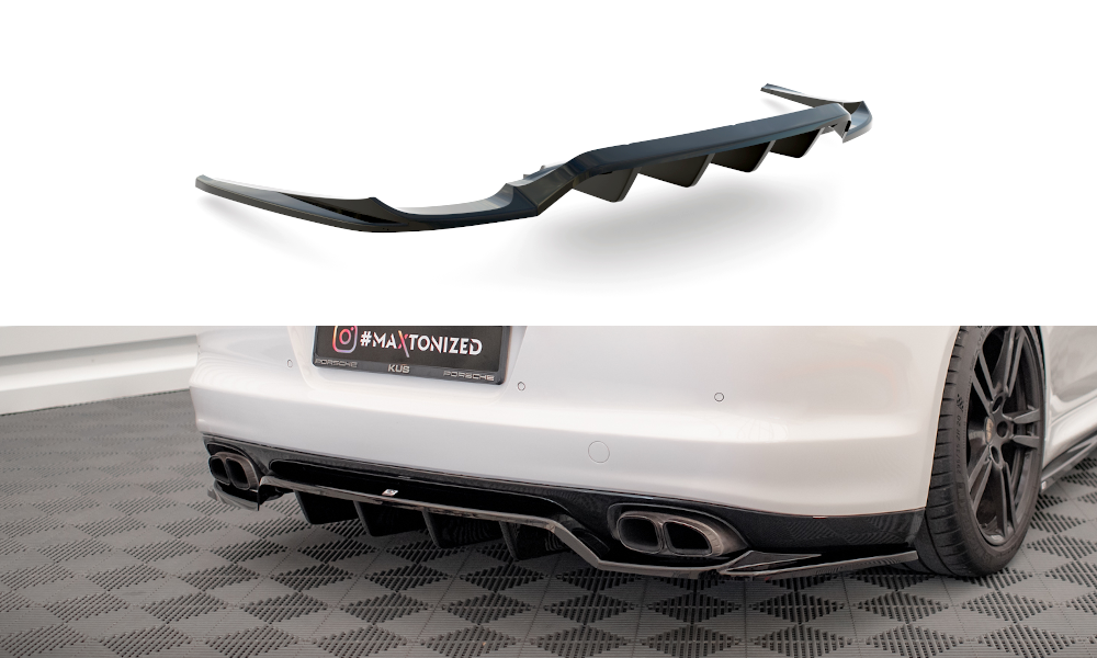Street+ Mittlerer Diffusor RACE Heck Ansatz passend für Porsche Panamera Turbo 970 schwarz Hochglanz
