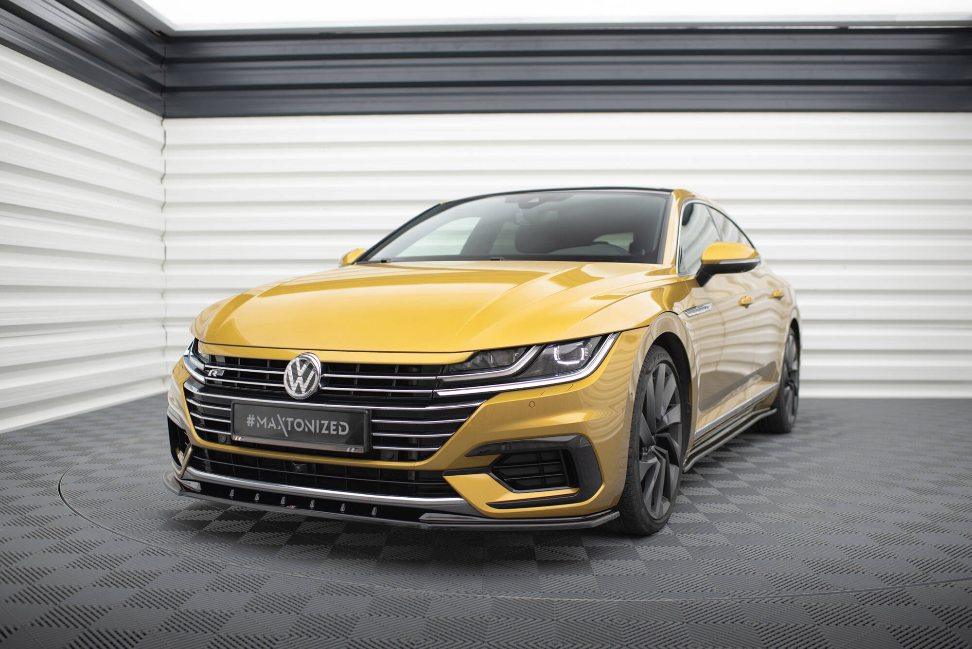 Street+ Spoilerlippe Front Ansatz V.3 passend für VW Arteon R-Line Limousine / Shooting Brake Mk1 schwarz Hochglanz