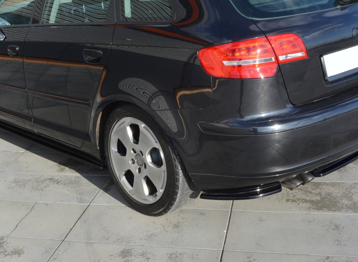 Splitter / Diffusor Heck Ansatz für Audi A3 Sportback 8P / 8P Facelift schwarz Hochglanz