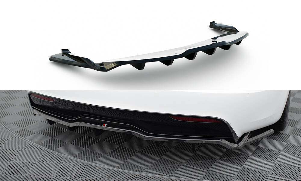 Diffusor Heckansatz V.2 passend für Tesla Model S Plaid Mk1 FL schwarz Hochglanz
