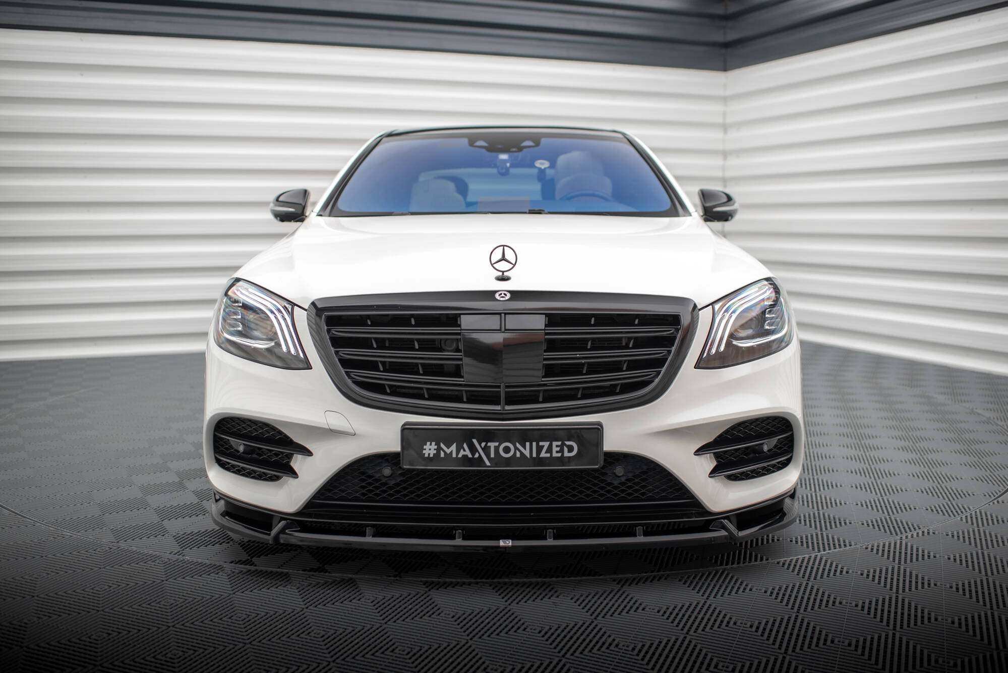 Street+ Spoilerlippe Front Ansatz V.2 passend für Mercedes S AMG-Line W222 FL schwarz Hochglanz