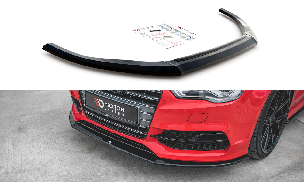 Street+ Spoilerlippe Front Ansatz V.1 passend für Audi S3 / A3 S-Line 8V Limousine / Cabrio schwarz Hochglanz