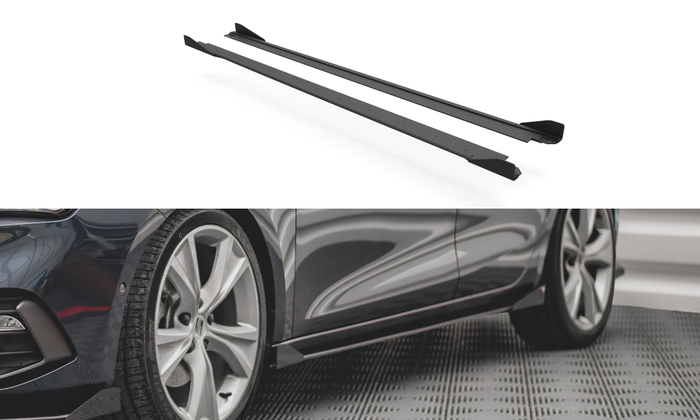 Street Pro Seitenschweller Leisten passend für Seat Leon FR Mk4 rot+ Hochglanz Flaps