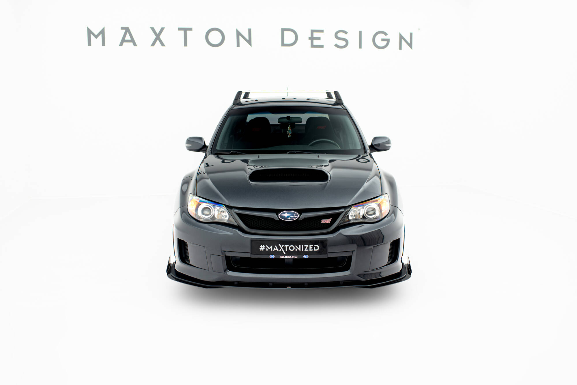 Street Pro Spoilerlippe Front Ansatz + Flaps passend für Subaru Impreza WRX STI Mk3 FL schwarz Hochglanz