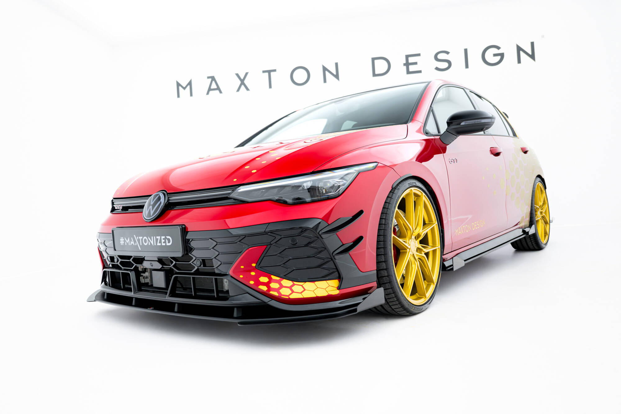 Street Pro Spoilerlippe Front Ansatz + Flaps passend für VW Golf GTI Clubsport Mk8 FL schwarz Hochglanz