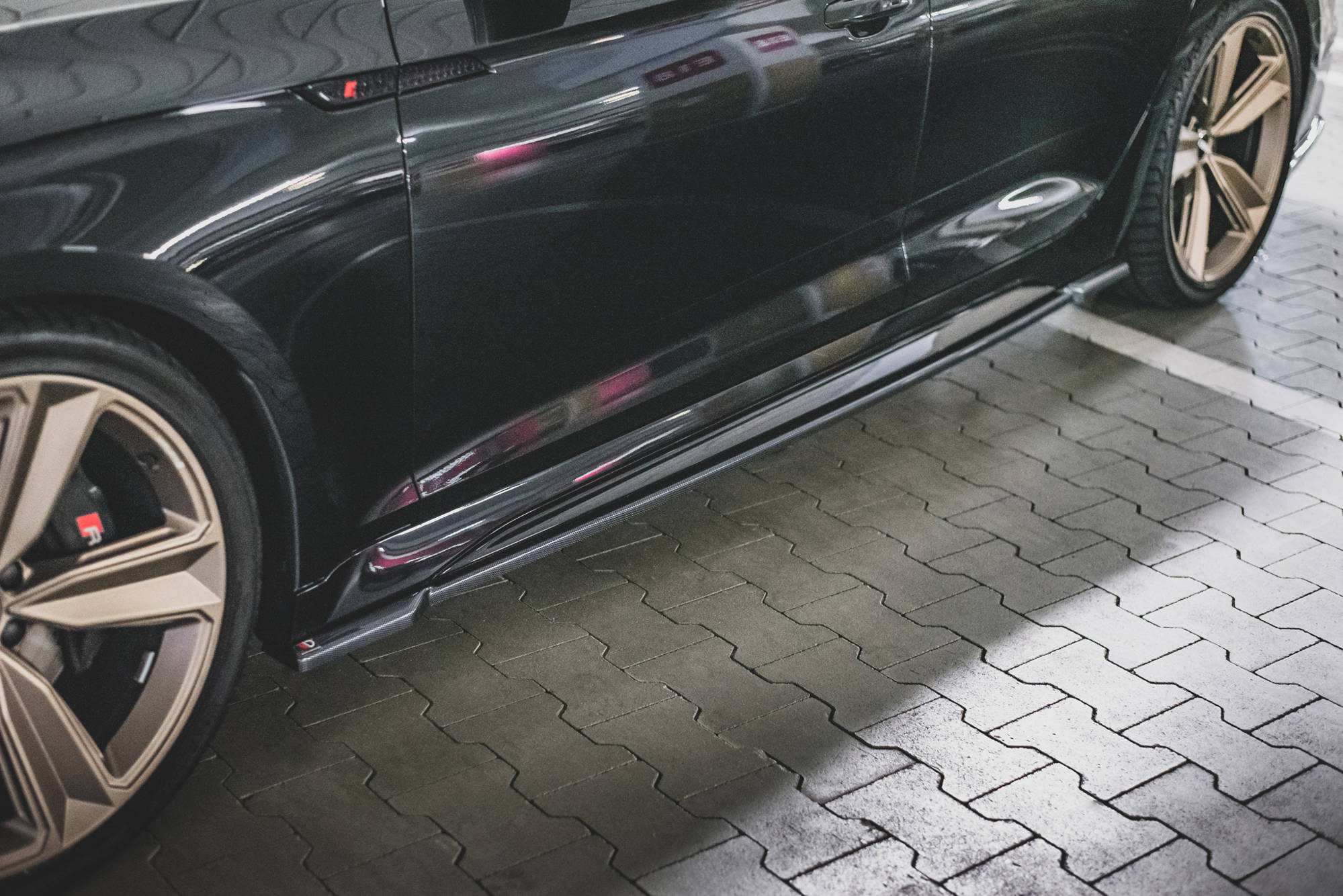 Street+ Seitenschweller Leisten passend für Audi RS5 Sportback F5 FL schwarz Hochglanz
