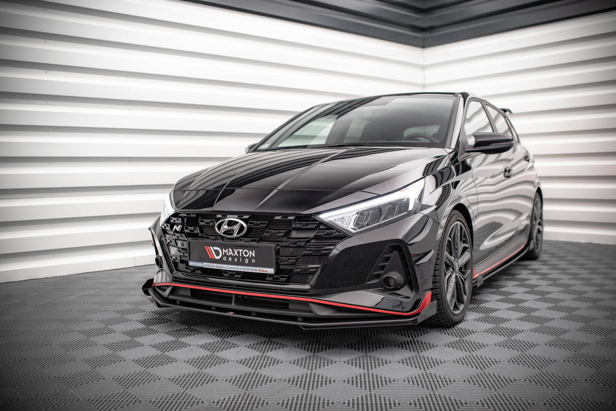 Street Pro Spoilerlippe Front Ansatz + Flaps V.1 passend für Hyundai I20 N Mk3 schwarz Hochglanz