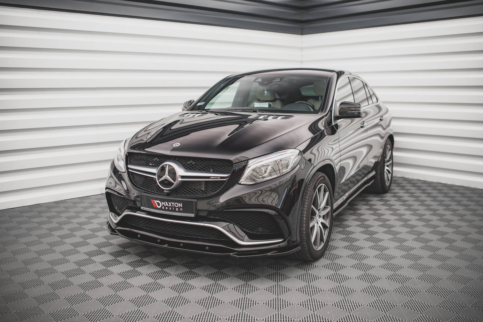 Street+ Spoilerlippe Front Ansatz V.2 passend für Mercedes GLE Coupe / SUV 63 AMG C292 / W166 schwarz Hochglanz