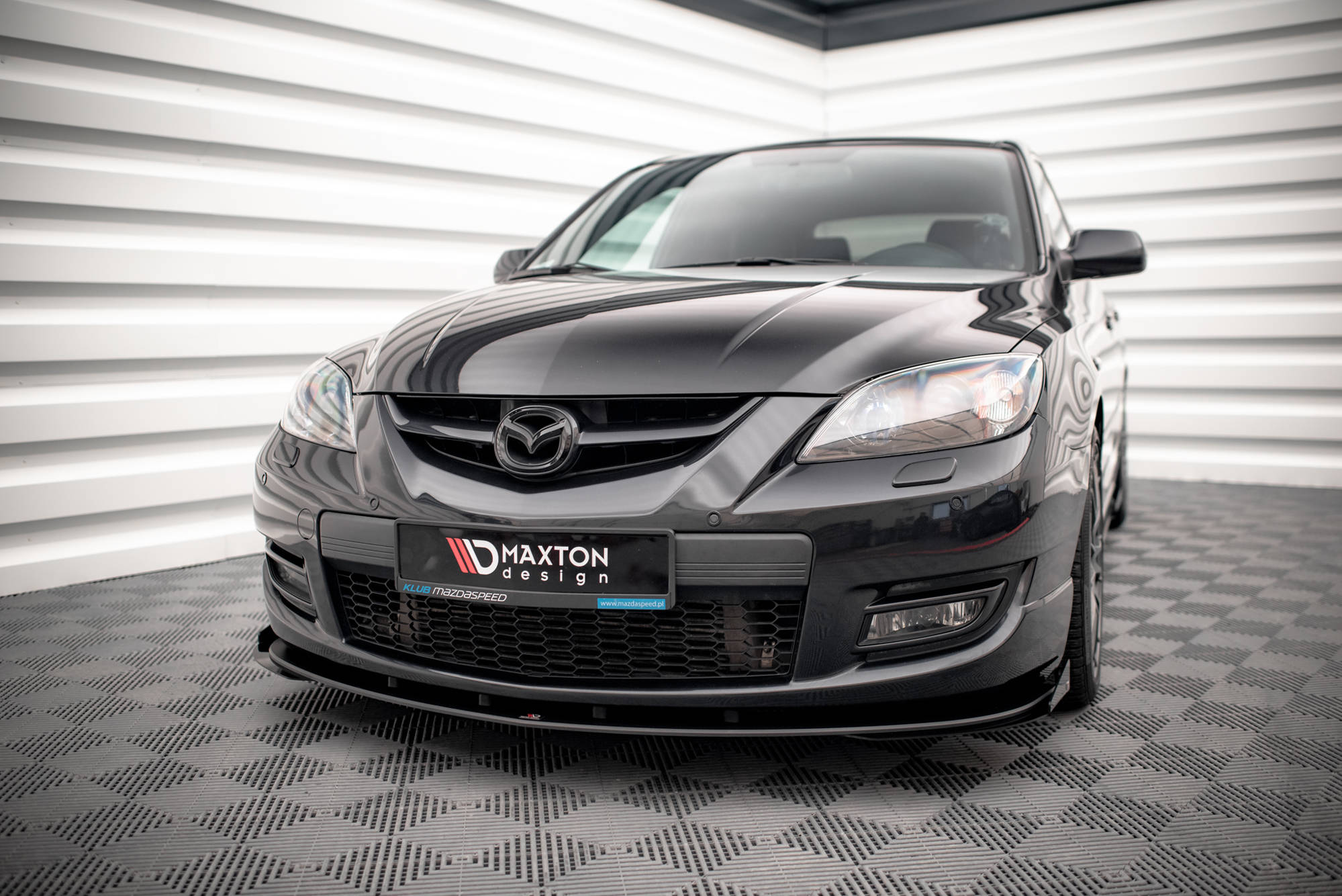 Street Pro Spoilerlippe Front Ansatz + Flaps V.1 passend für Mazda 3 MPS Mk1 schwarz Hochglanz